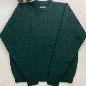 Evergreen Expert Makers Original Lambswool Vintage Cable Knit Crewneck Sweater